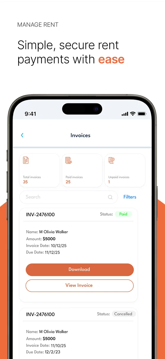 Invoices and rent payments