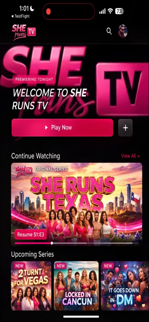She Runs TV home screen