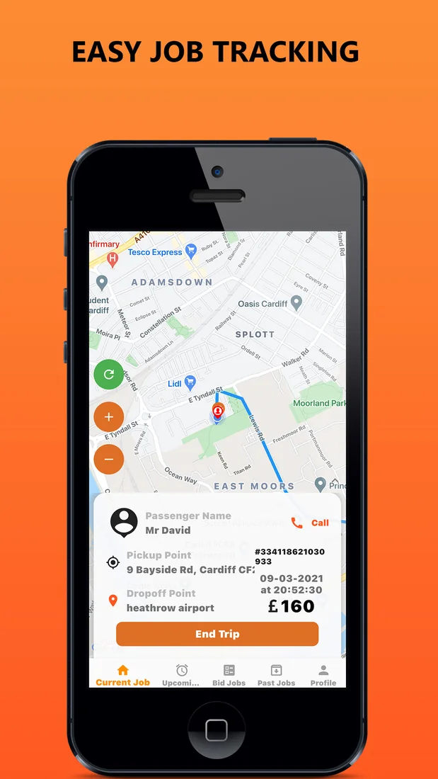 Live job tracking on the map
